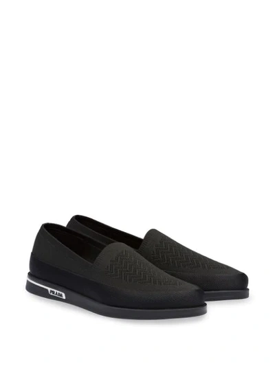 Shop Prada Sock-style Loafers In Black