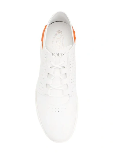 Shop Tod's Perforated Lace-up Sneakers In B003 White