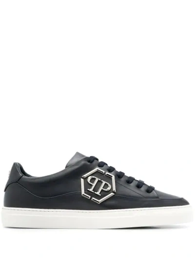 Shop Philipp Plein Lo-top Statement Sneakers In Blue