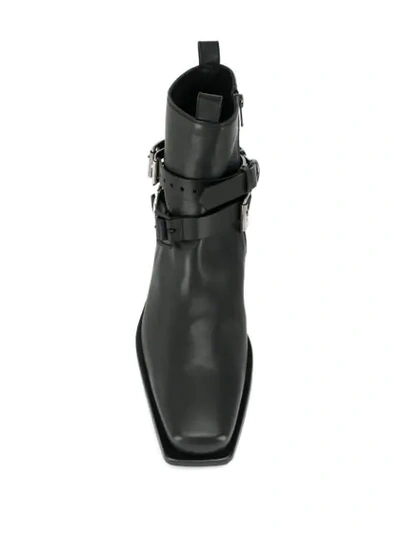 ANN DEMEULEMEESTER BUCKLE STRAP ANKLE BOOTS - 黑色