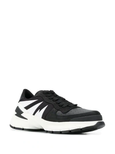 Shop Neil Barrett Tiger Bolt Leather Trainers In Black