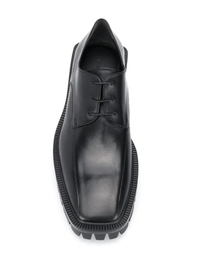 Shop Balenciaga Treaded Derby Shoes In Black