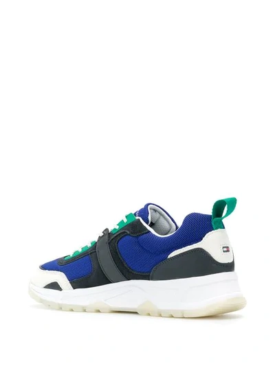 Shop Tommy Hilfiger Contrast Texture Sneakers In Blue