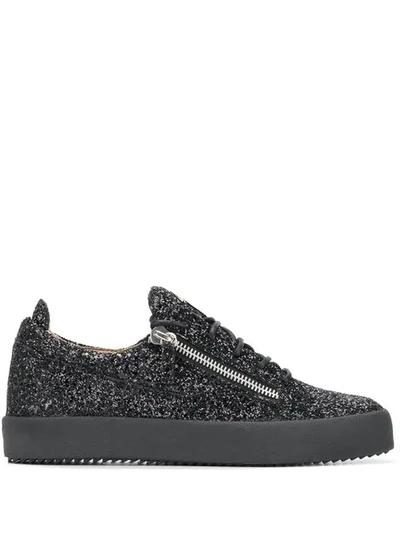 Shop Giuseppe Zanotti Frankie Sequin Sneakers In Black