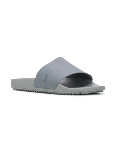 RICK OWENS DRKSHDW LOGO EMBOSSED SLIDES - 灰色