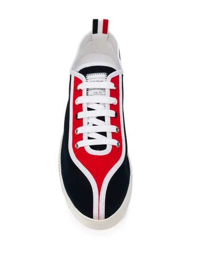 Shop Thom Browne Contrast Panel Sneakers In Blue