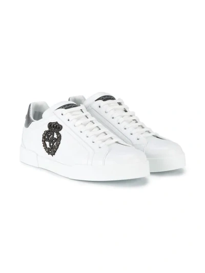 Shop Dolce & Gabbana Portofino Crest Appliqué Neakers In White