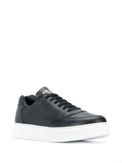 Shop Prada Thick Sole Sneakers In Black