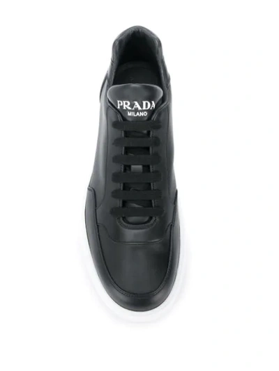 Shop Prada Thick Sole Sneakers In Black