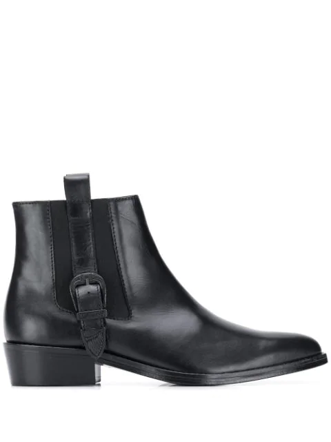 black pull on ankle boots