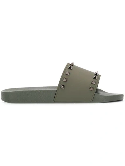 VALENTINO VALENTINO GARAVANI ROCKSTUD SLIDES - 绿色