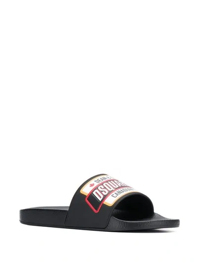 Shop Dsquared2 Logo Patch Slides In Black