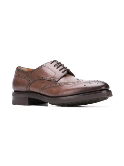 Shop Santoni Thick Sole Brogues In Brown