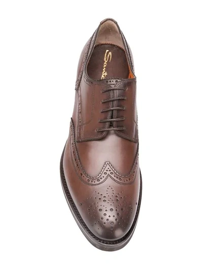 Shop Santoni Thick Sole Brogues In Brown