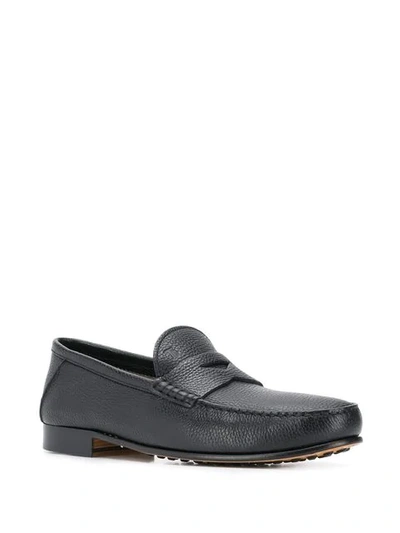 Shop Tod's Cracked Effect Penny Loafers In Black