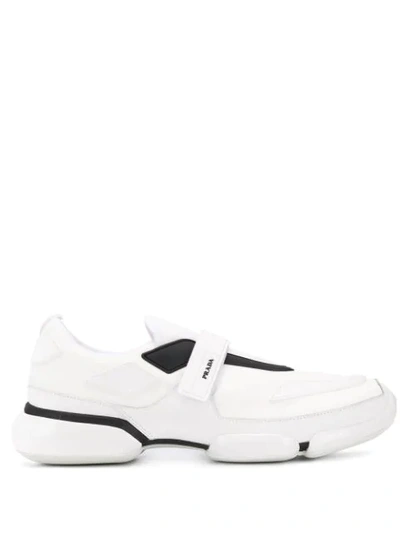 PRADA TOUCH STRAP LOW-TOP SNEAKERS - 白色