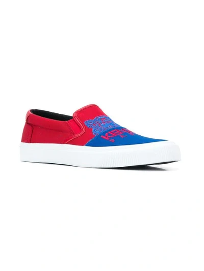 Shop Kenzo Embroidered Tiger Logo Sneakers In Blue