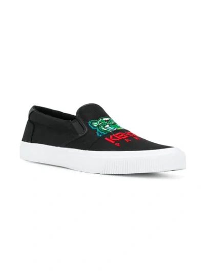 Shop Kenzo Tiger Slip-on Sneakers In 99 Black