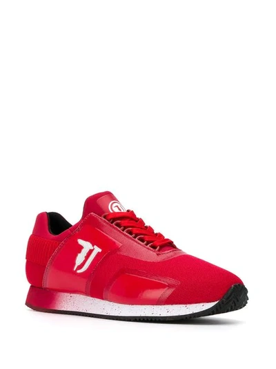 Shop Trussardi Jeans Low Lace-up Sneakers In Red