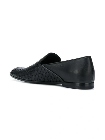 Shop Bottega Veneta Intrecciato Weave Woven Loafers In Black