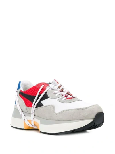 Shop Diadora Contrasting Panel Sneakers In White