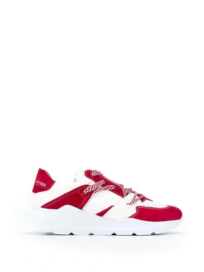 Shop Leather Crown Chunky Lo-top Sneakers In Red