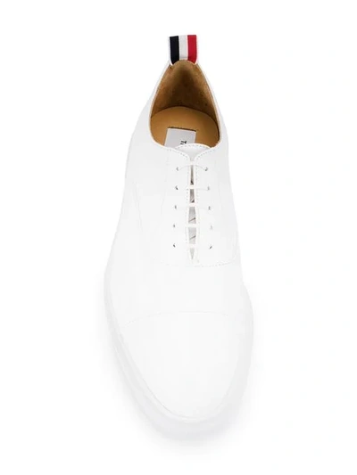 Thom Browne Leather Oxford Shoes In White