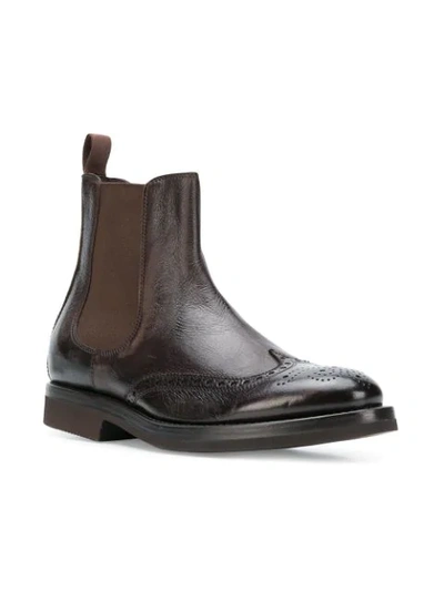 Shop Henderson Baracco Brogue Chelsea Boots In Brown