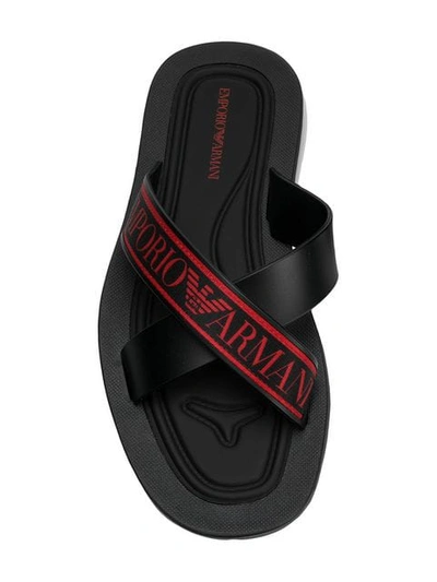 Shop Emporio Armani Logo Flip Flops In Black