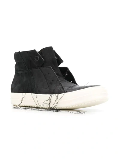 RICK OWENS STITCHING DETAIL SNEAKERS - 黑色