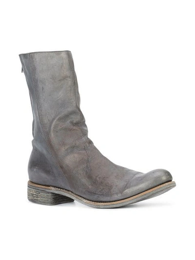 Shop A Diciannoveventitre Kangaroo Distressed Boots In Grey