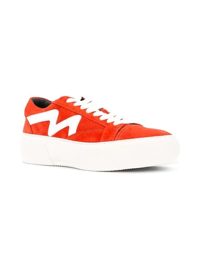Shop Msgm Panelled Sneakers In Red