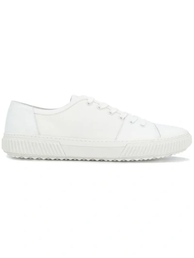 Shop Prada Low Top Lace-up Sneakers In White