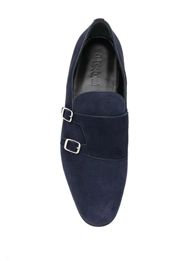 Shop A. Testoni' Double Buckle Monk Shoes In Blue