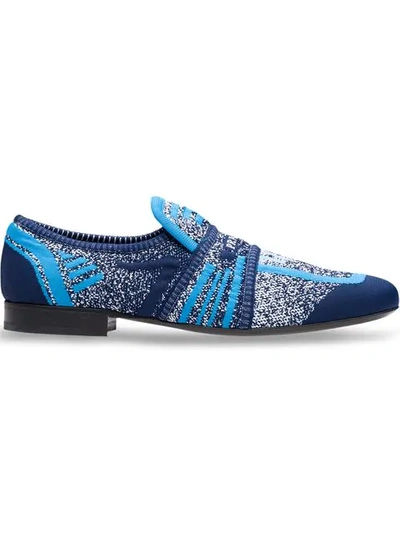 Shop Prada Semi-stretch Fabric Loafers In Blue