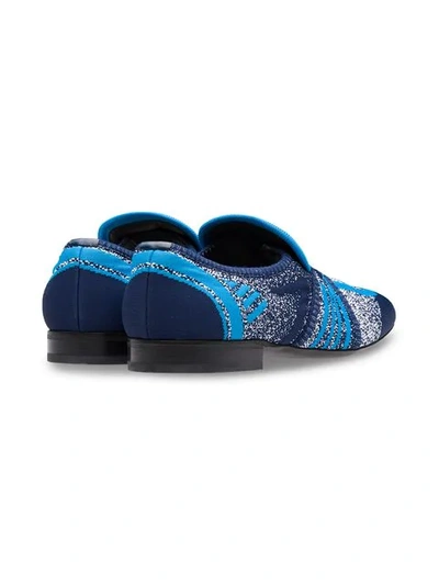 Shop Prada Semi-stretch Fabric Loafers In Blue