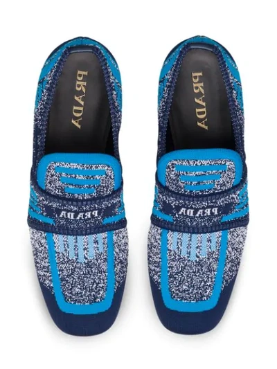 Shop Prada Semi-stretch Fabric Loafers In Blue