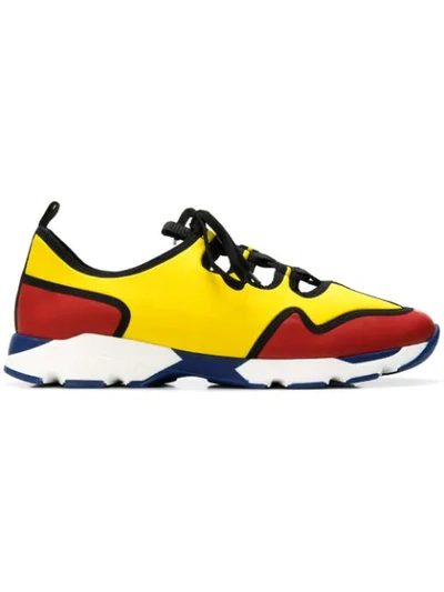 Shop Marni Contrast Panel Sneakers In Yellow