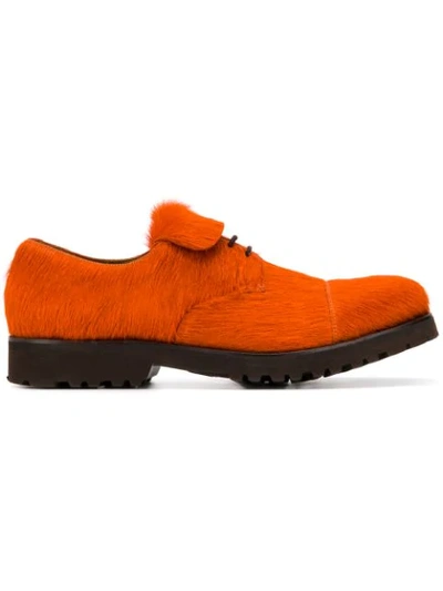 Shop Holland & Holland Calf Hair Lace-up Shoes In Orange