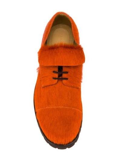 Shop Holland & Holland Calf Hair Lace-up Shoes In Orange