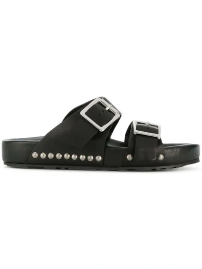 Shop Alexander Mcqueen Buckled Slides In Black