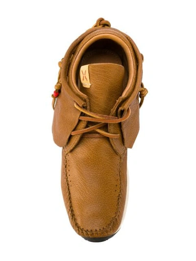 Shop Visvim Stitched Sneaker Boots In Brown