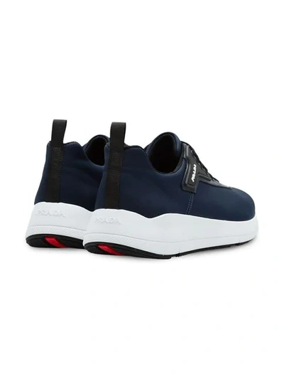 Shop Prada Technical Fabric Sneakers In Blue