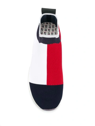Shop Tommy Hilfiger Colour Block Slip-on Sneakers In White