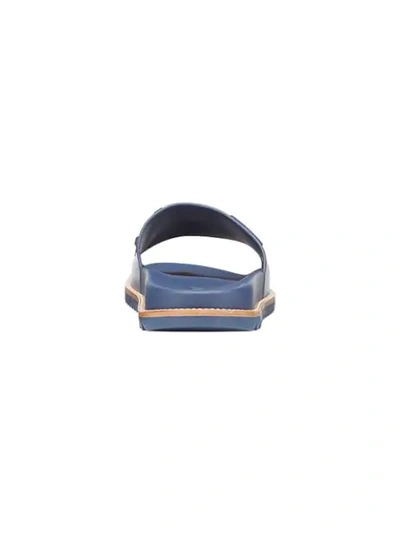 Shop Fendi Logo-embossed Slide Sandals In Blue