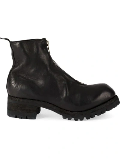 Shop Guidi Front Zipped Up Boots In Black