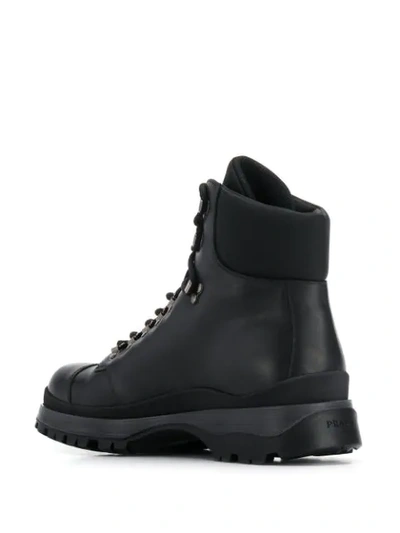 PRADA LACE-UP HIKING BOOTS - 黑色