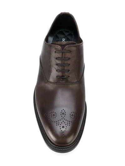 Shop Dolce & Gabbana Punch Hole Detail Oxford Shoes - Brown