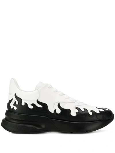 Shop Alexander Mcqueen Contrast Flame Sneakers In White