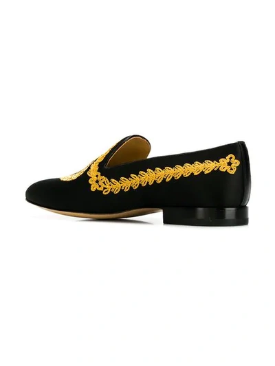 VERSACE EMBROIDERED MEDUSA HEAD LOAFERS - 黑色